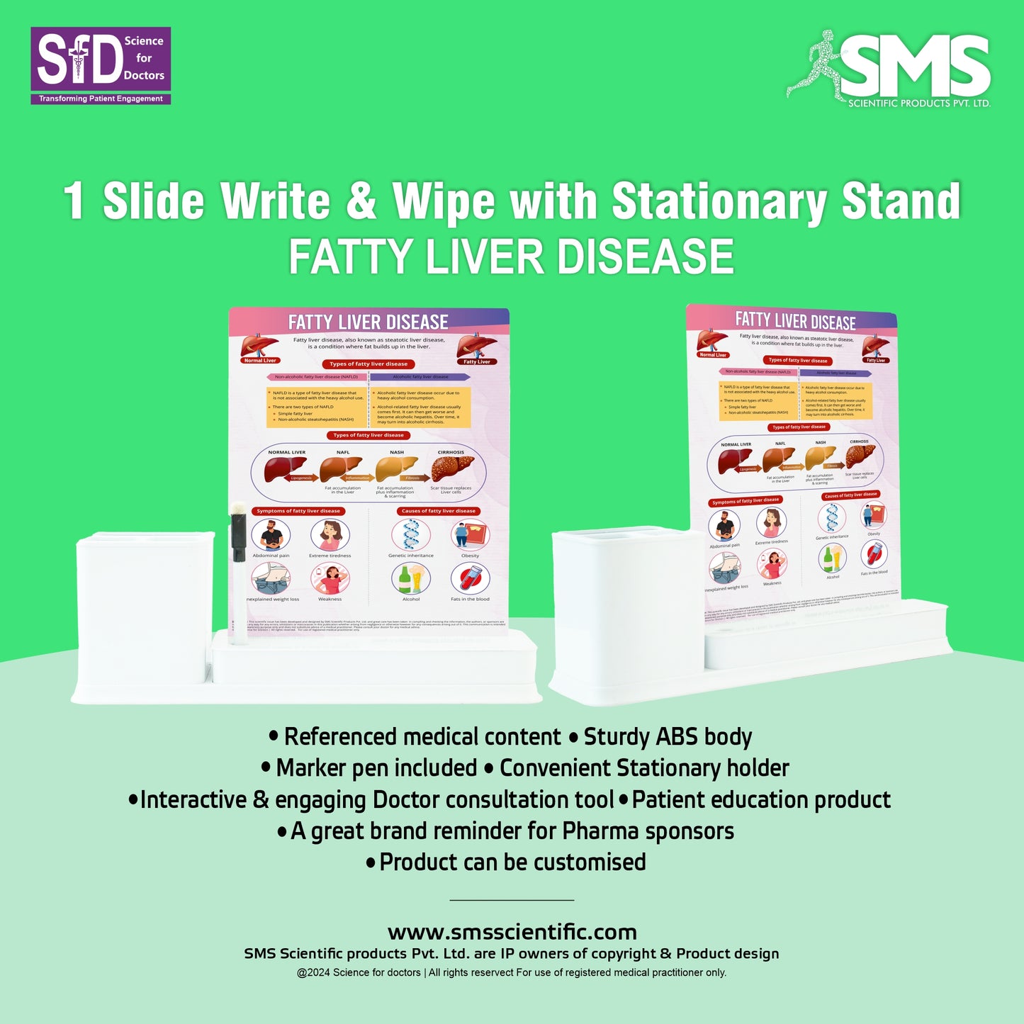 Fatty Liver Disease: 1 Slide Write & Wipe with Stationary Stand