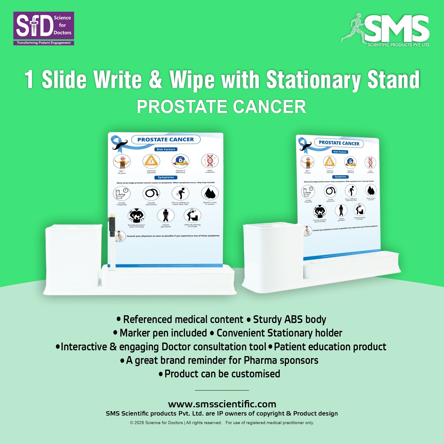 Prostate Cancer: 1 Slides Write & Wipe with Stationary Stand
