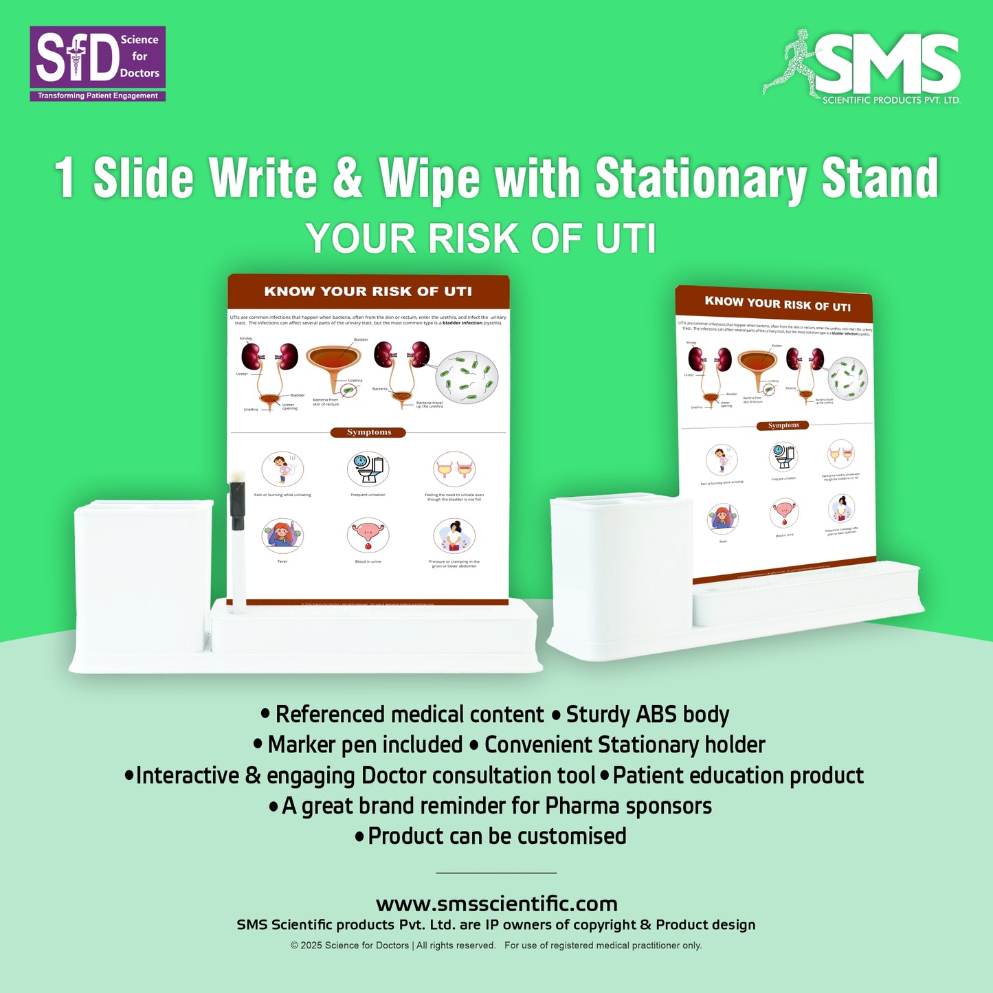Your Risk of UTI: 1 Slides Write & Wipe with Stationary Stand