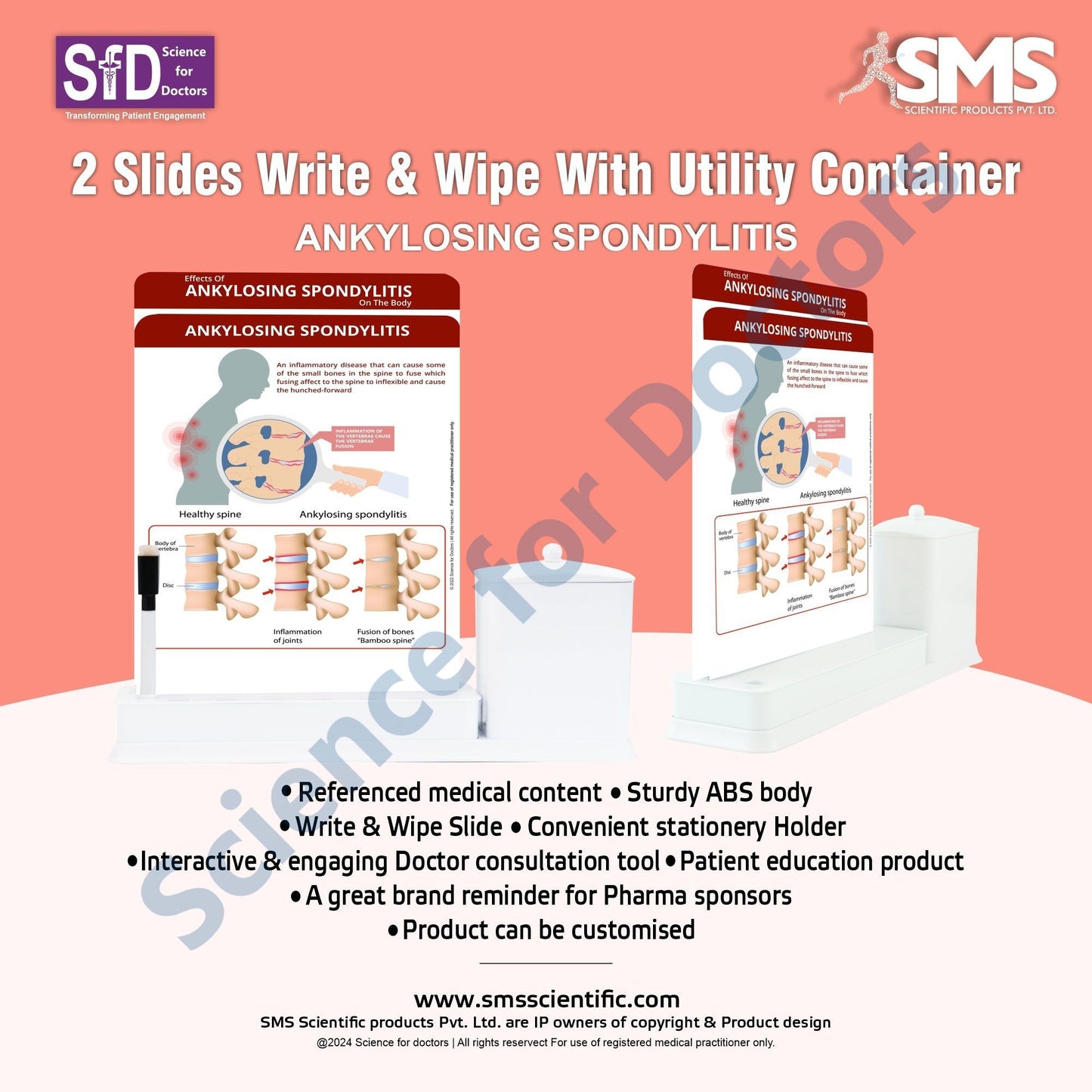 2 Slides Write & Wipe with Utility Container - Ankylosing Spondylitis