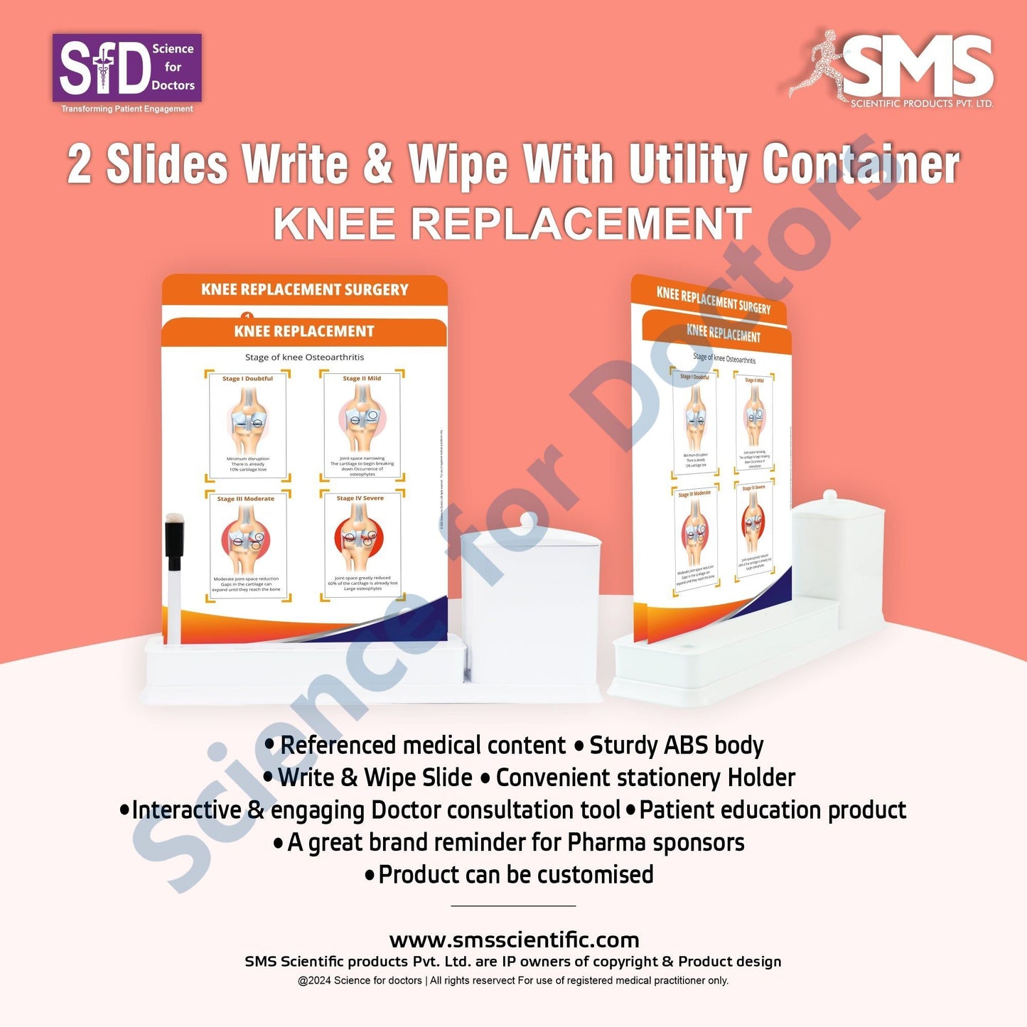 2 Slides Write & Wipe with Utility Container - Knee Replacement