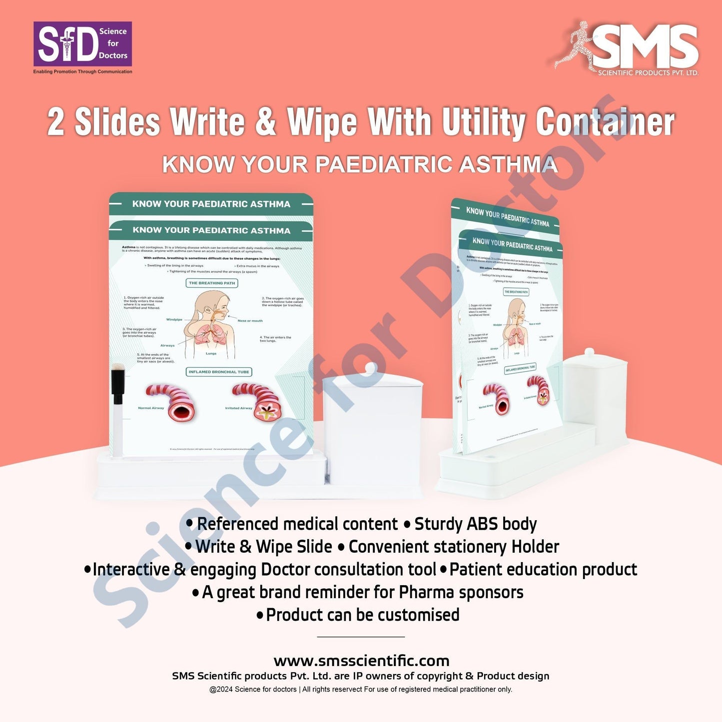 Know your Pediatric Asthma: 2 Slide Write Wipe With Utility Container