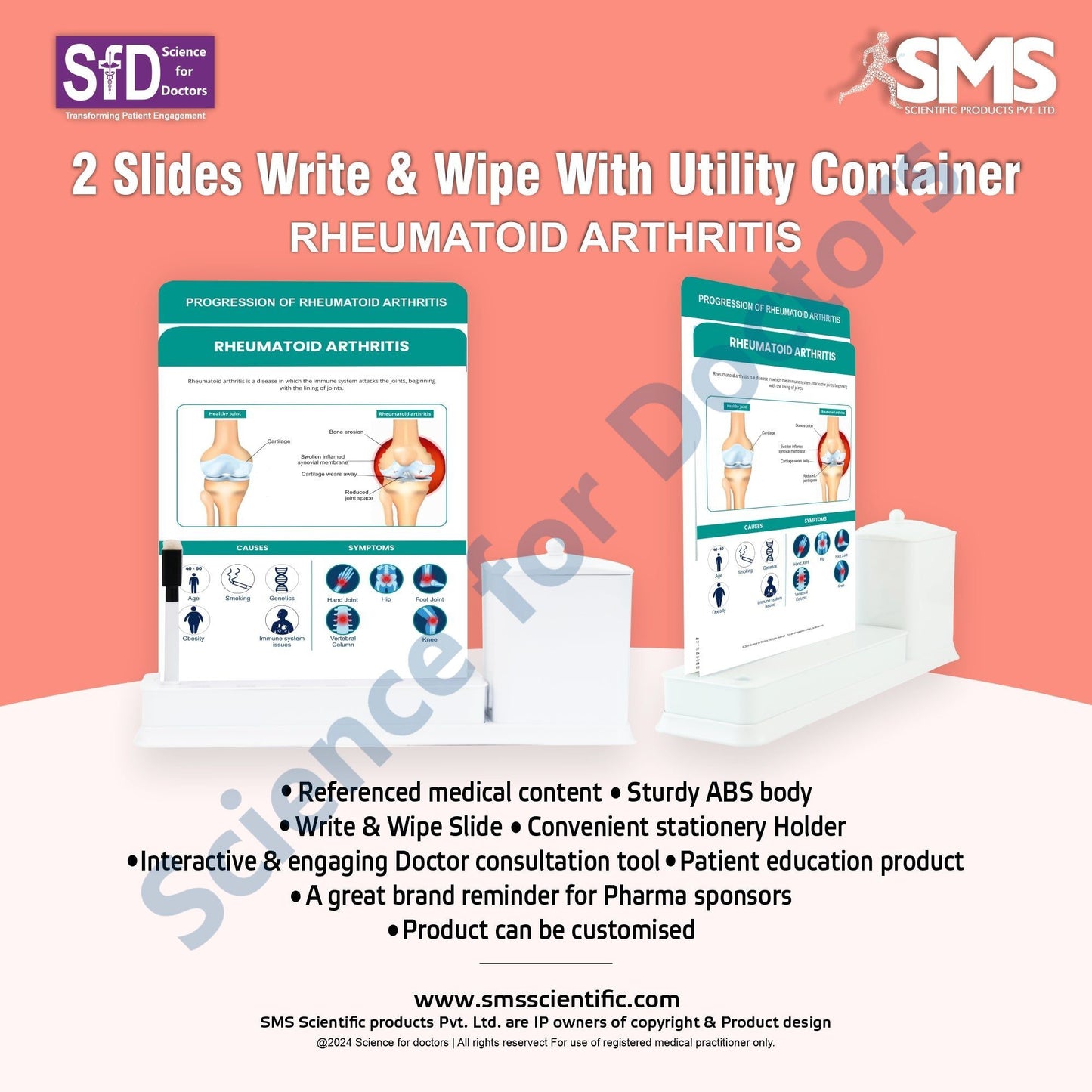2 Slides Write & Wipe with Utility Container - Rheumatoid Arthritis
