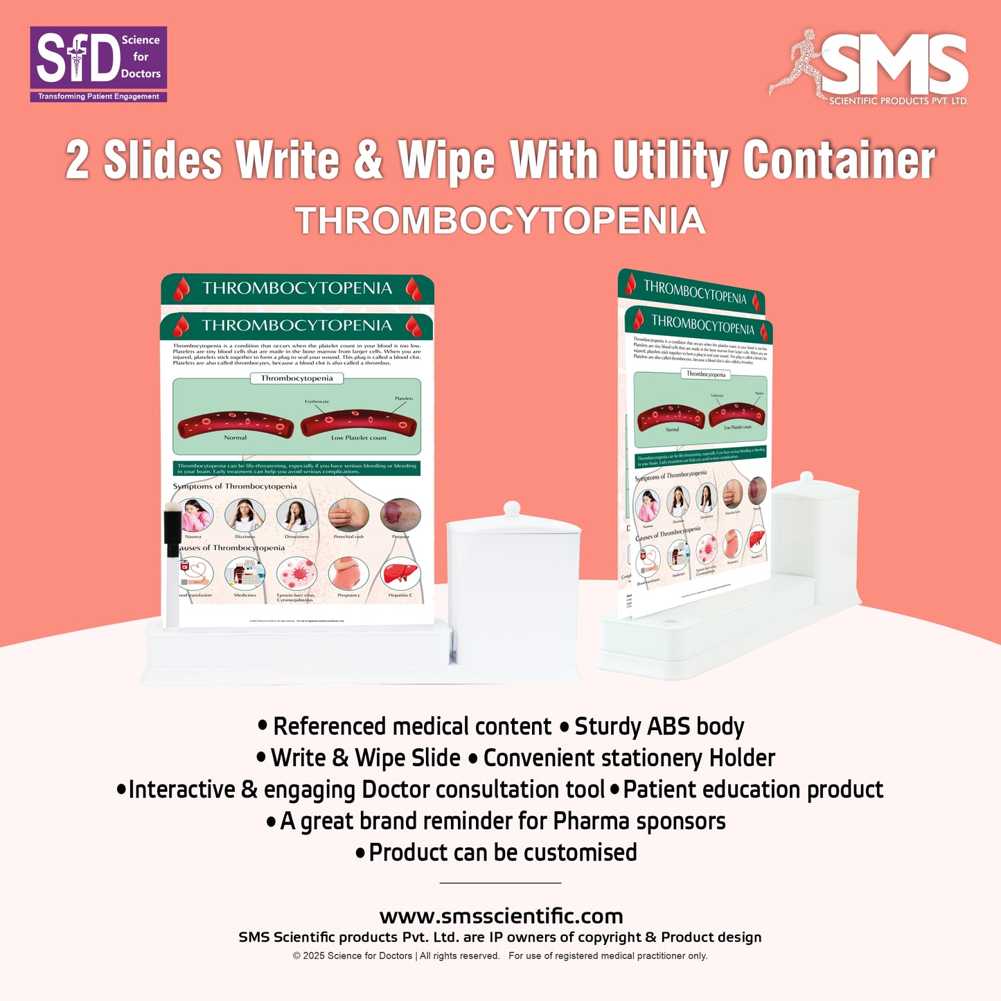 Thrombocytopenia: 2 Slides Write And Wipe With Utility Container