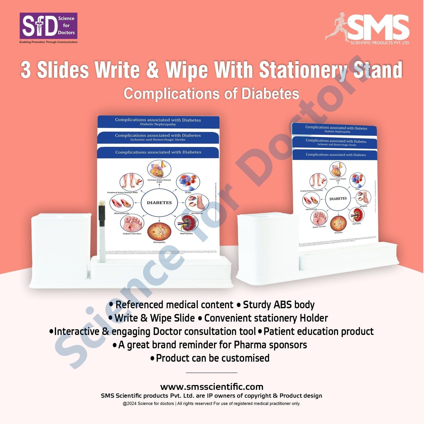 3 Slide Write Wipe With Stationery Stand - Complications of Diabetes