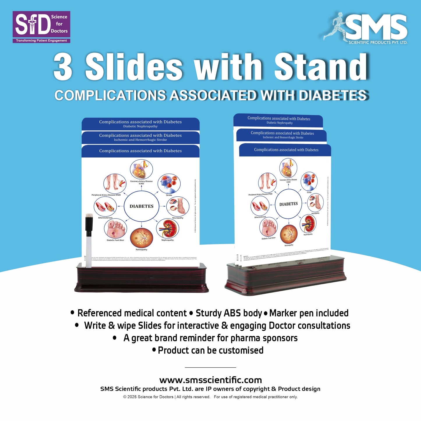 Complications With Diabetes: 3 Slides on Stand