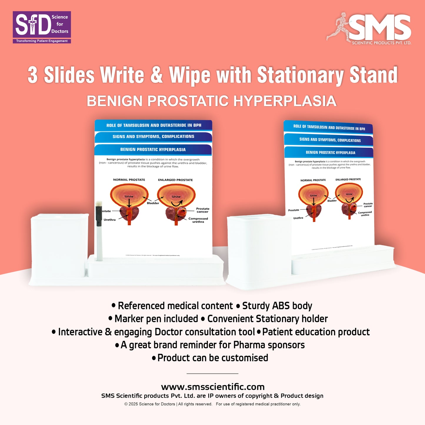 Benign Prostatic Hyperplasia_1: 3 Slides Write & Wipe with Stationary Stand