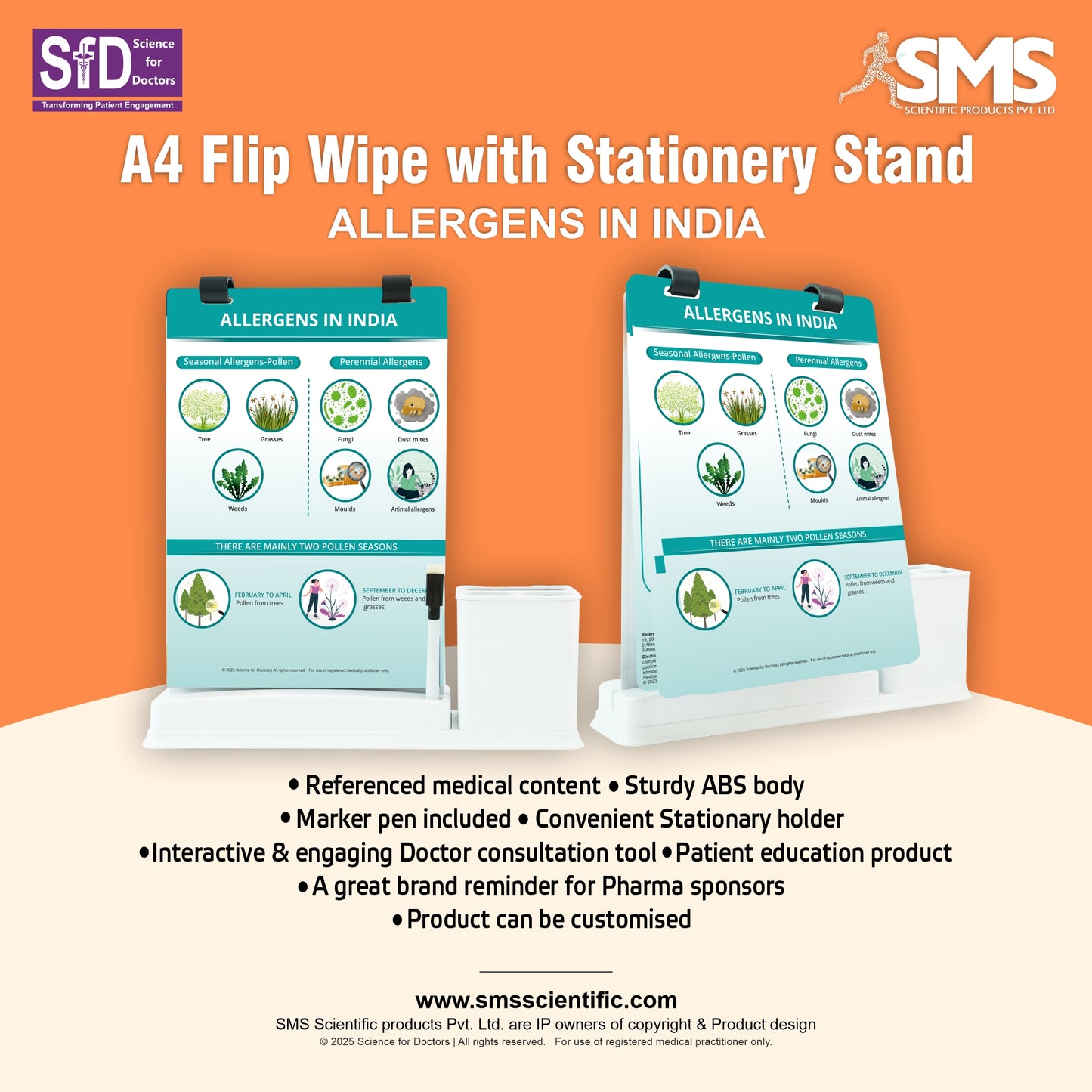 Allergens in India: A4 Flip Wipe with Stationery Stand