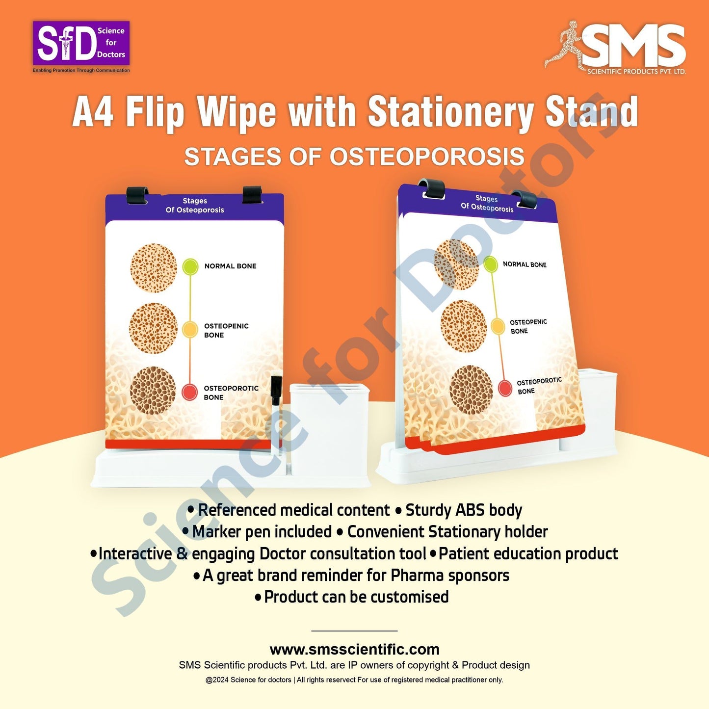 Stages of Osteoporosis: A4 Flip Wipe With Stationary Stand