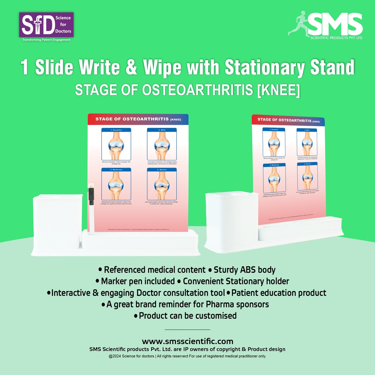 STAGE OF OSTEOARTHRITIS: 1 Slides Write & Wipe with Stationary Stand