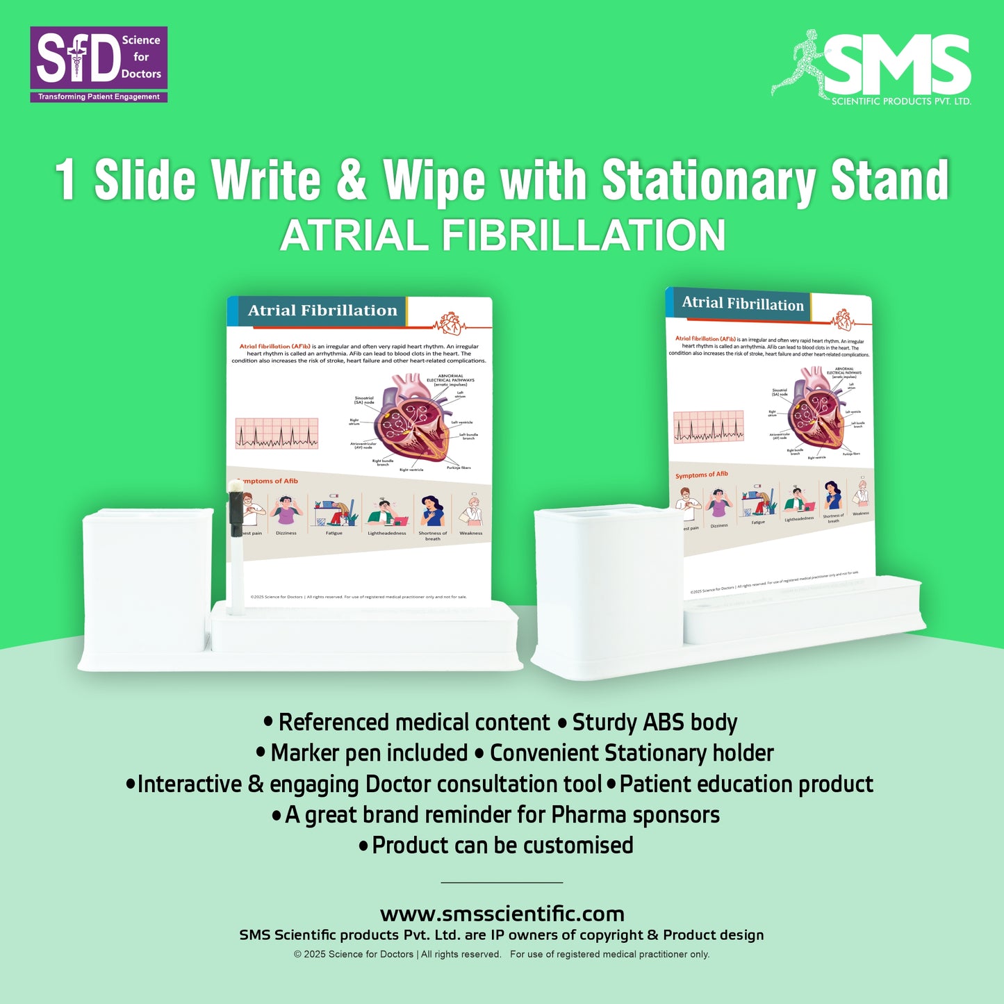 Atrial Fibrillation: 1 Slides Write & Wipe with Stationary Stand