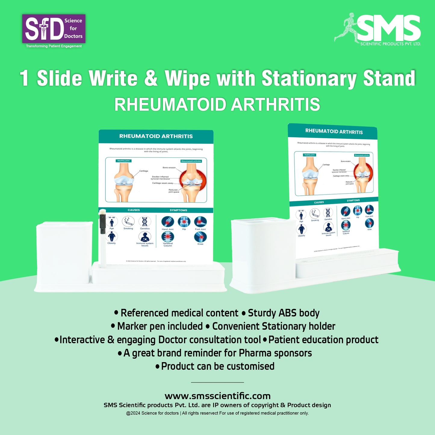 Rheumatoid Arthritis: 1 Slides Write & Wipe with Stationary Stand