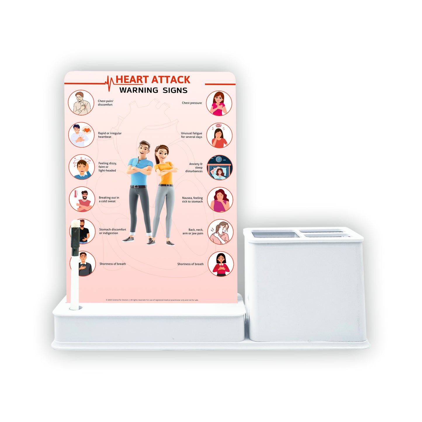 Smart - 1 Slide Write & Wipe With Stationary Stand - HEART ATTACK WARNING SIGNS