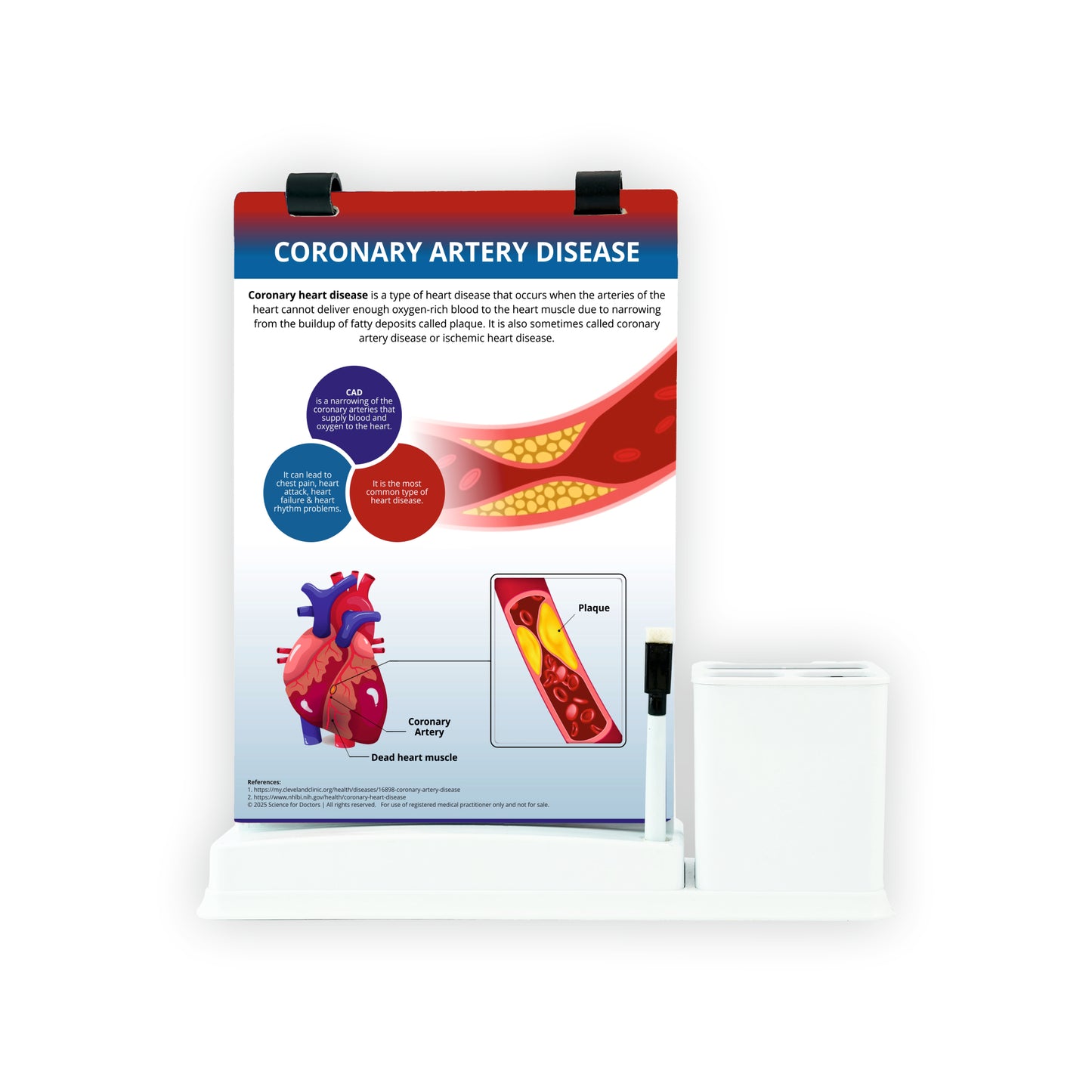 Coronary Artery Disease: A4 Flip wipe With Stationery Stand