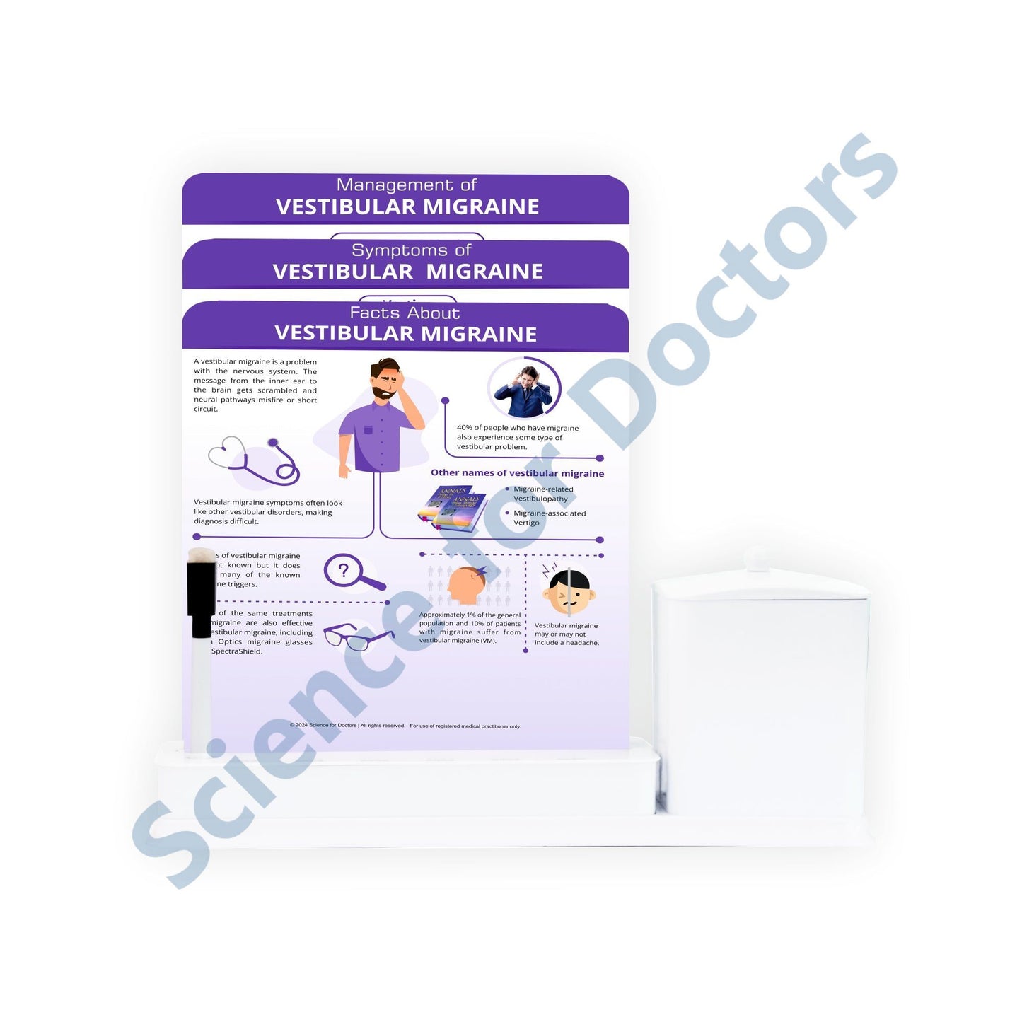 Vestibular Migraine: 3 Slides Write & Wipe with Stationary Stand