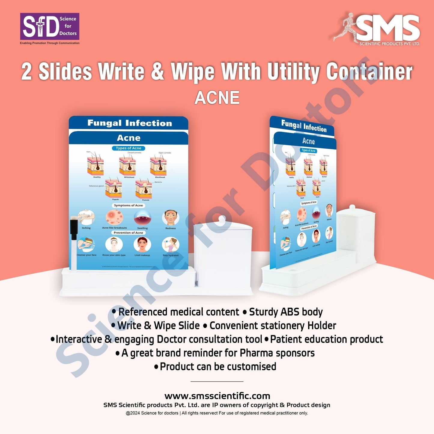 ACNE - 2 Slide Write Wipe With Utility Container