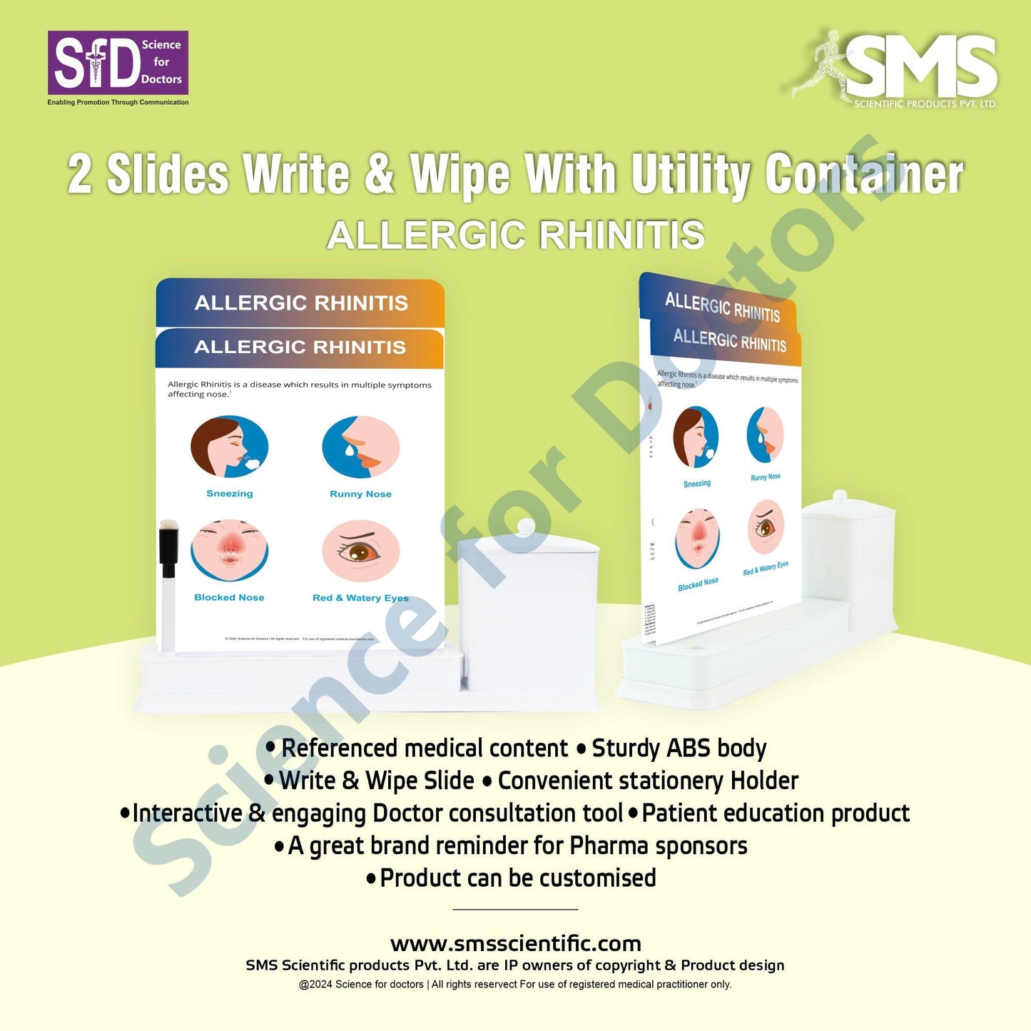 2 Slide Write Wipe With Utility Container  - Allergic Rhinitis