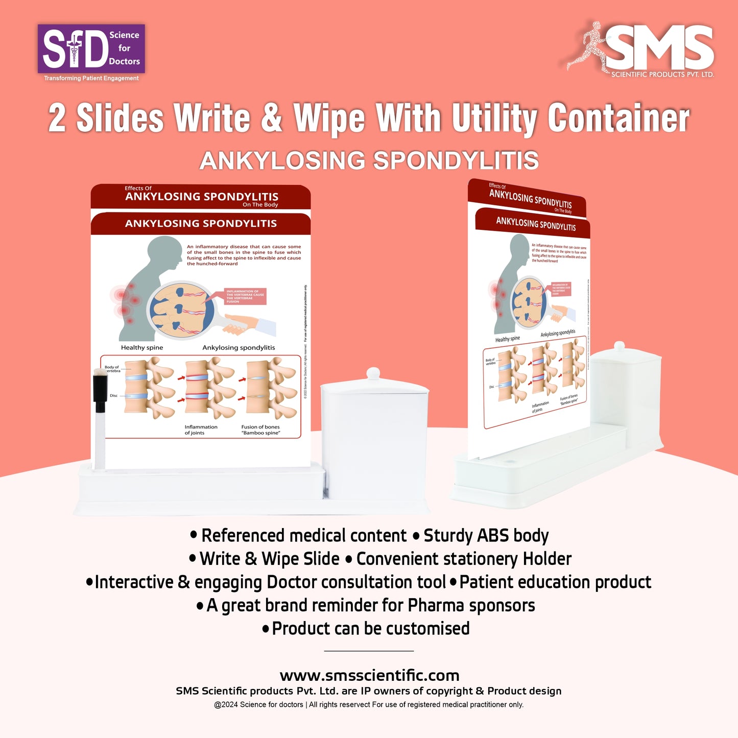 2 Slides Write & Wipe with Utility Container  - Ankylosing Spondylitis