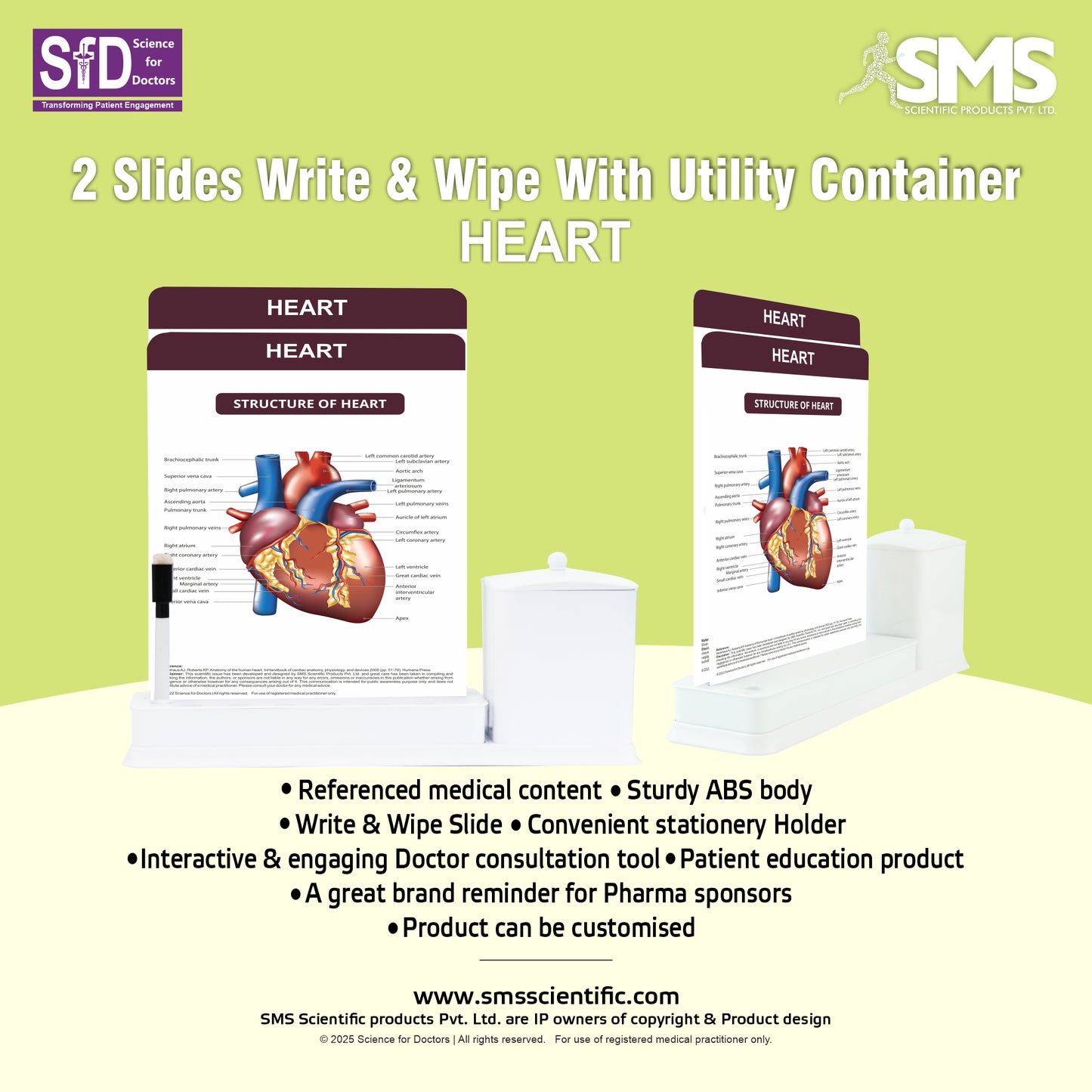 Heart: 2 Slide Write Wipe With Utility Container
