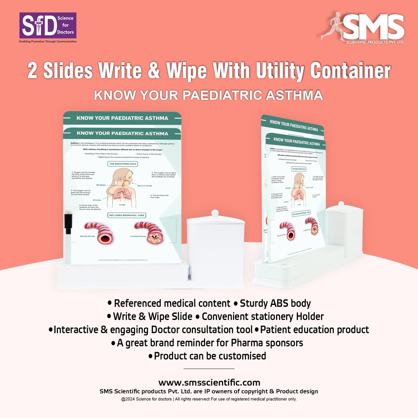 Know your Pediatric Asthma: 2 Slide Write Wipe With Utility Container