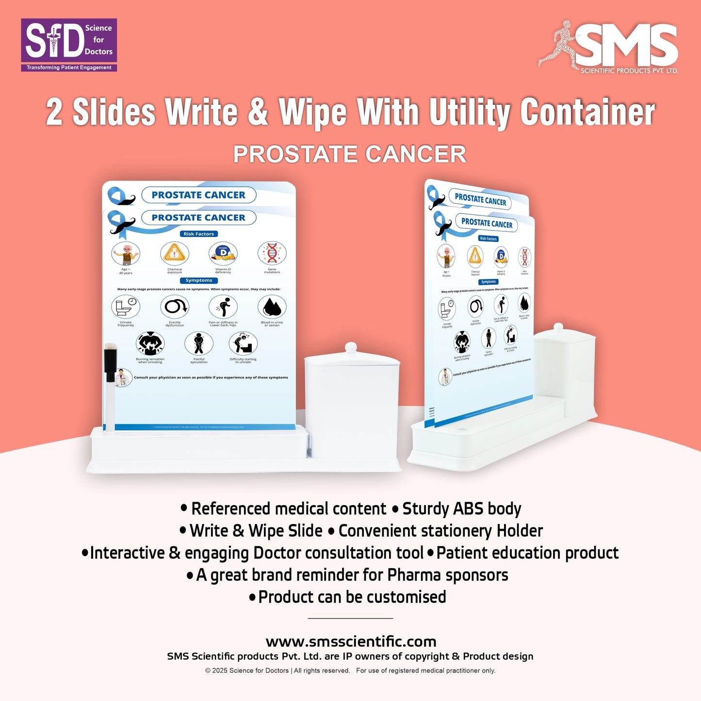 Prostate Cancer: 2 Slide Write Wipe With Utility Container