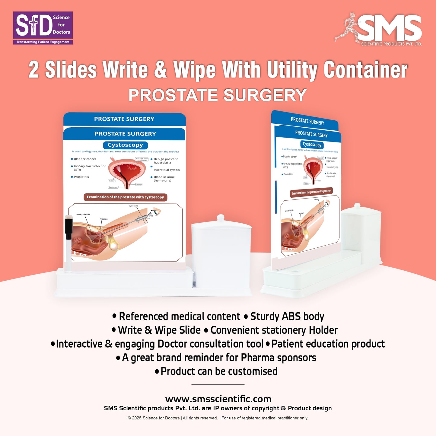 Prostate Surgery: 2 Slide Write Wipe With Utility Container