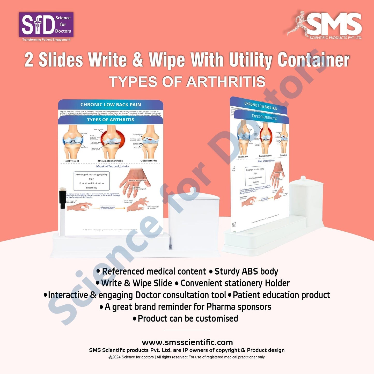 2 Slides Write & Wipe with Utility Container  - Types of Arthritis