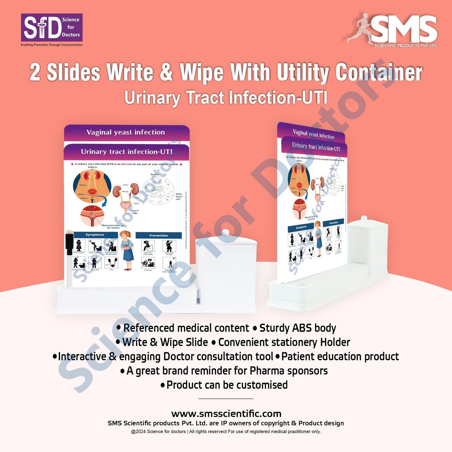 Urinary Tract Infection-UTI: 2 Slide Write Wipe With Utility Container