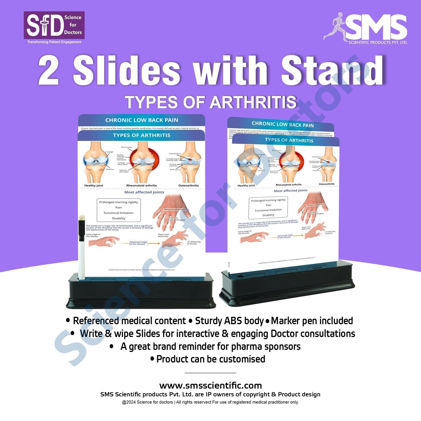 Types of Arthritis: 2 Slides on stand