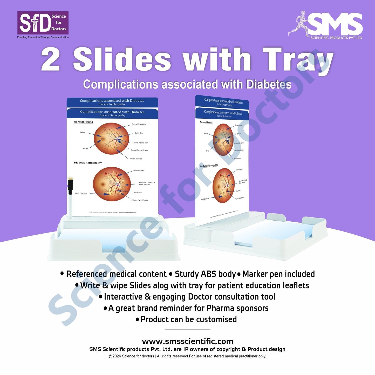 Complications associated with Diabetes: 2 Slides Patient Leaflet Tray