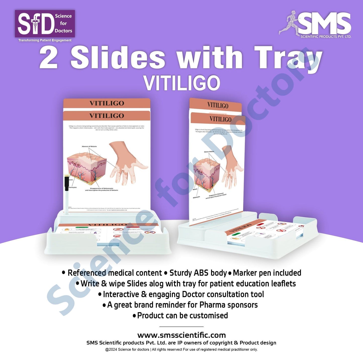 Vitiligo: 2 Slides Patient Leaflet Tray