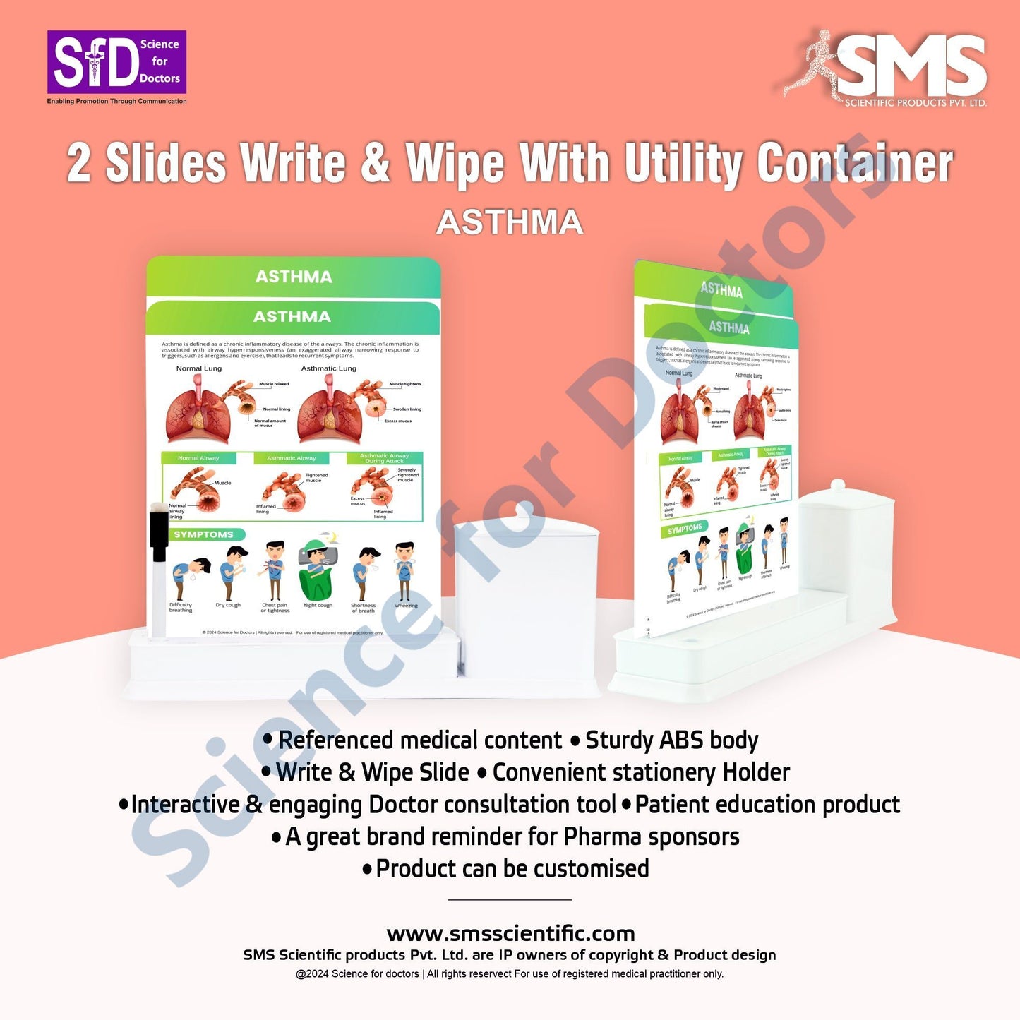 2 Slides Write & Wipe with Utility Container  - Asthma