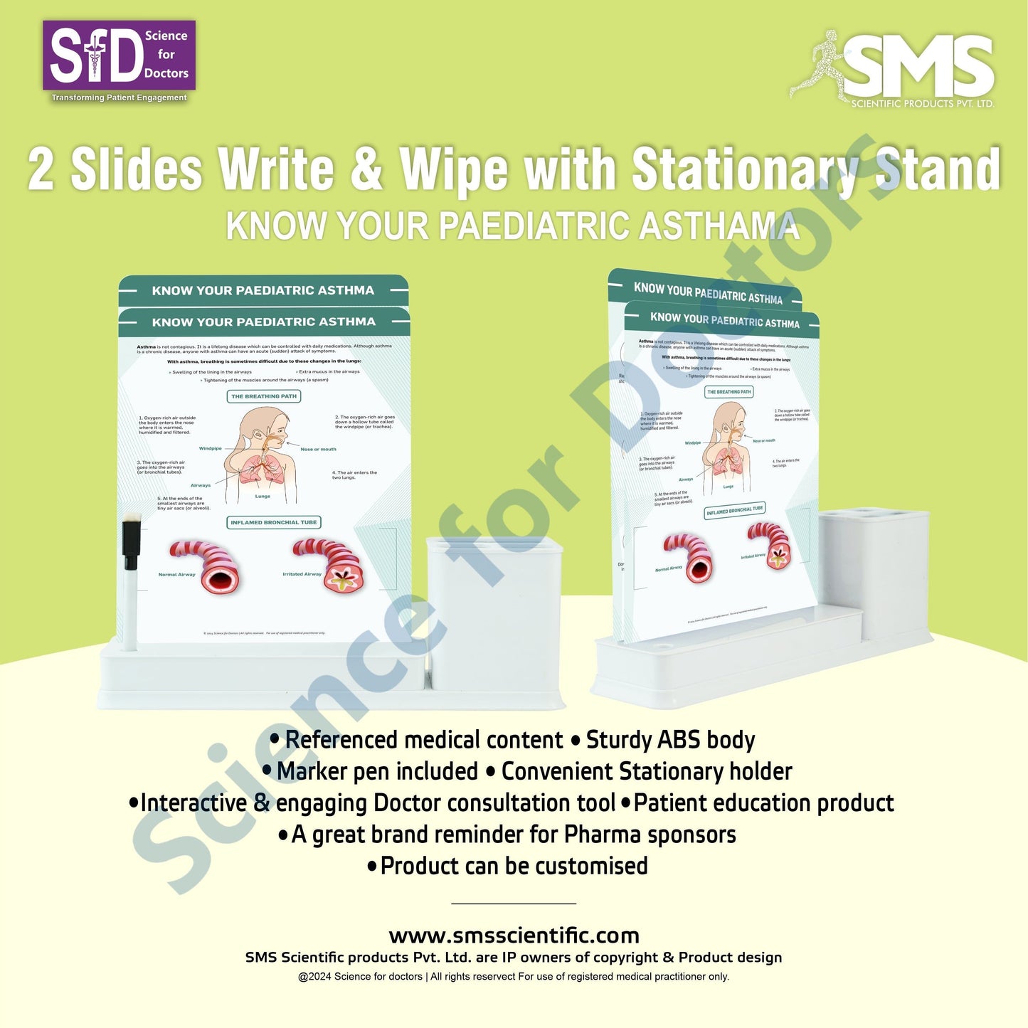 2 Slides Write & Wipe with Stationary Stand  - Know Your Paediatric Asthama