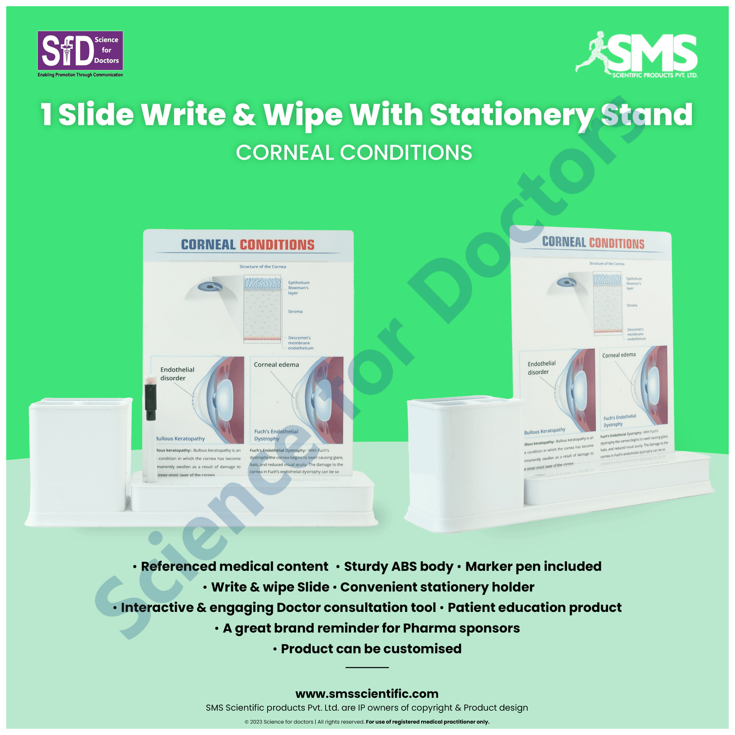 Corneal Conditions: 1 Slides Write & Wipe with Stationary Stand