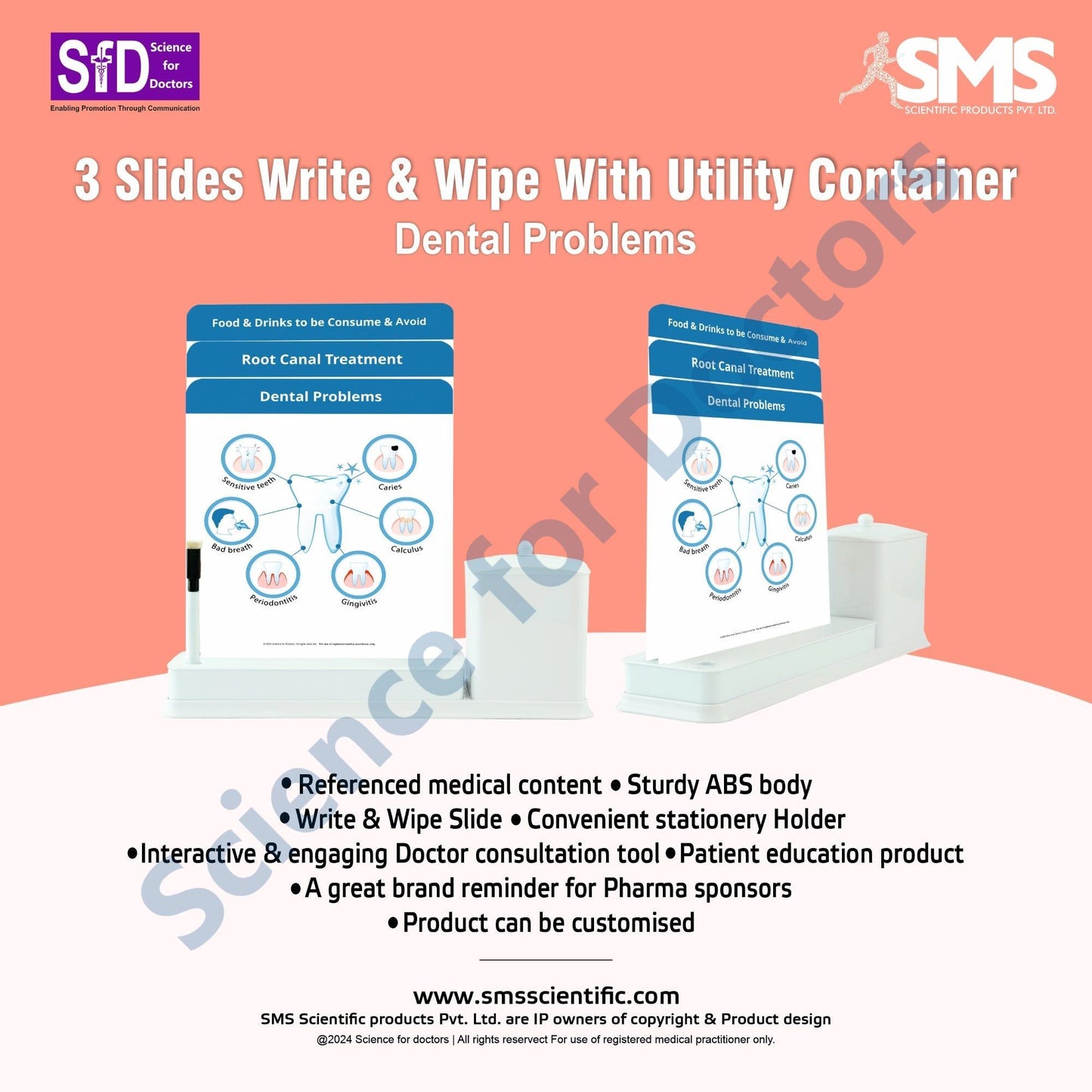 Dental Problems: 3 Slide Write Wipe With Utility Container