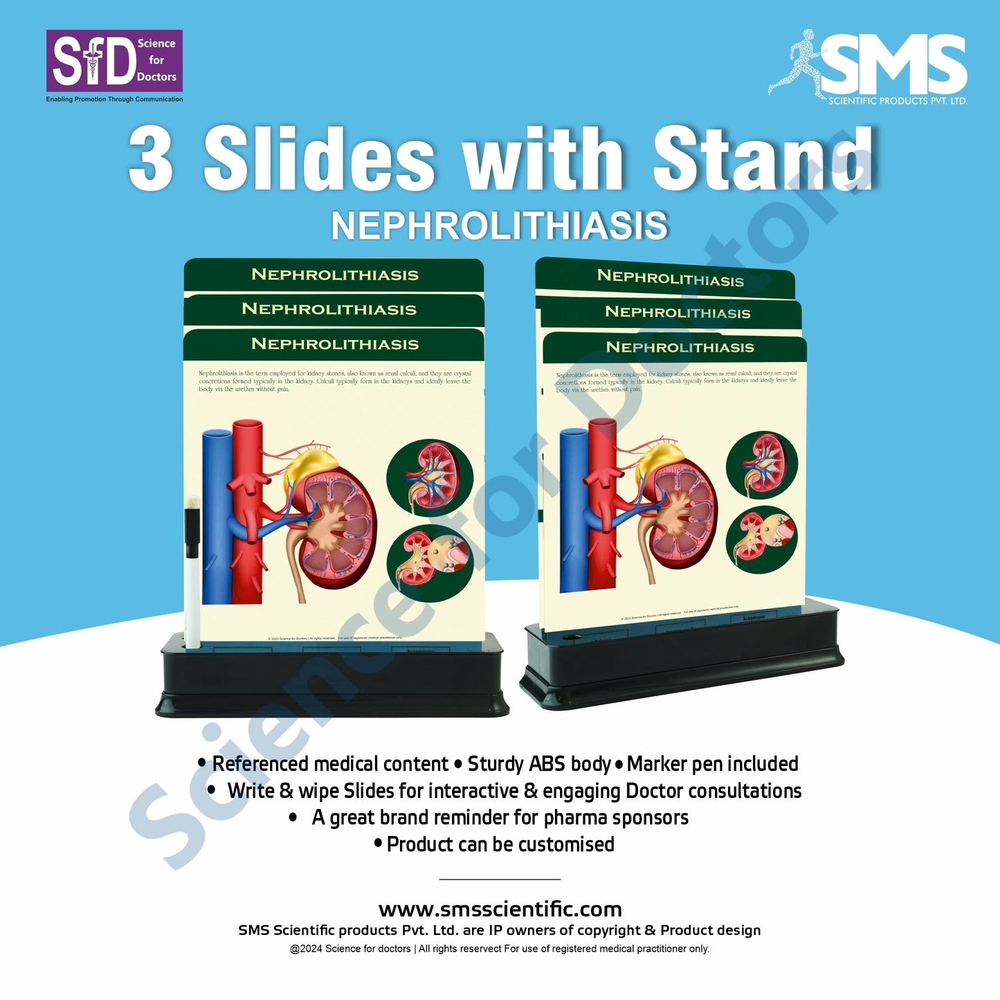 Nephrolithiasis: 3 Slides on stand