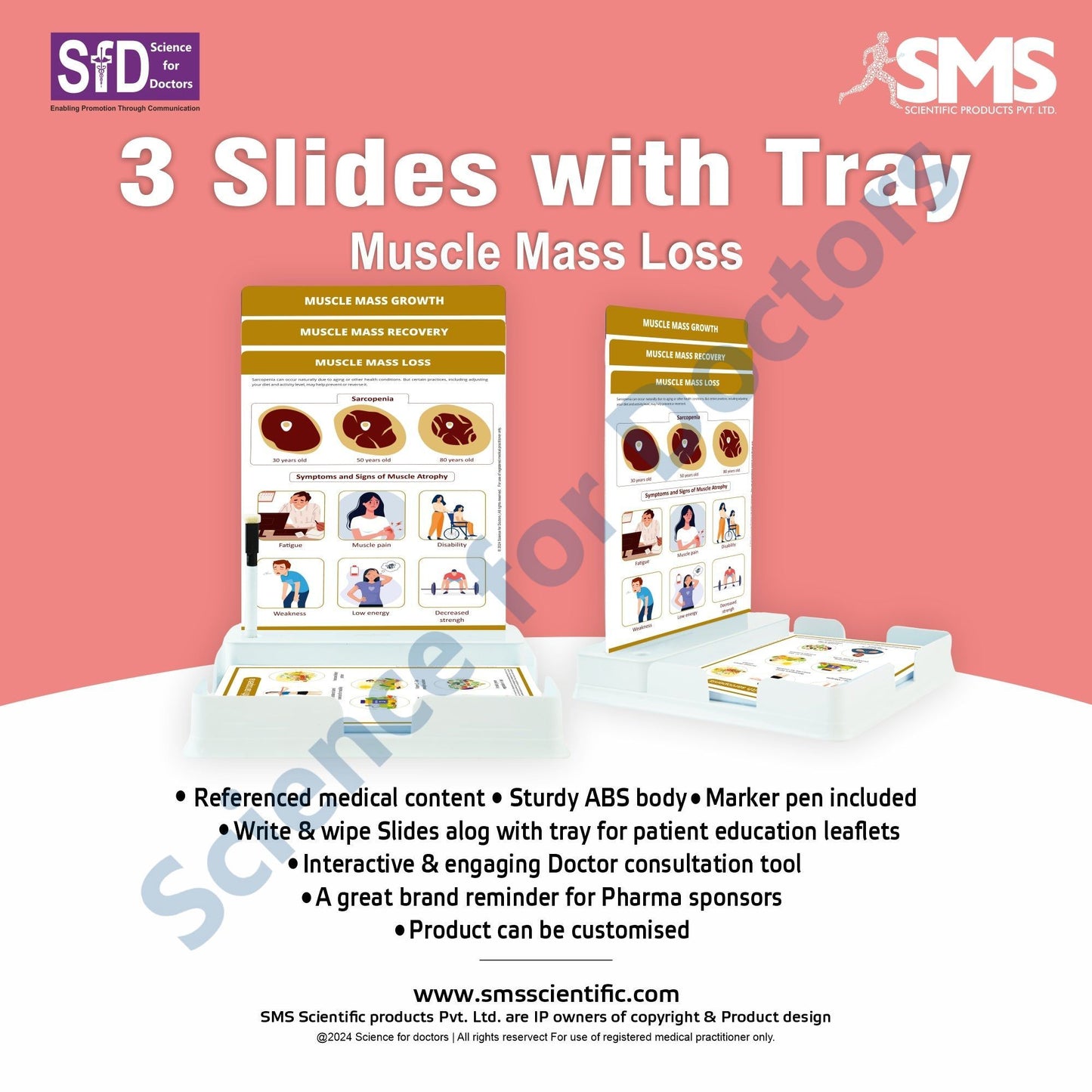 Muscle Mass Loss: 3 Slides Patient Leaflet Tray