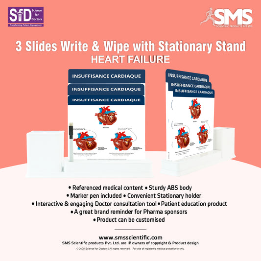 Insuffisance Cardiaque: 3 Slides Write & Wipe with Stationary Stand