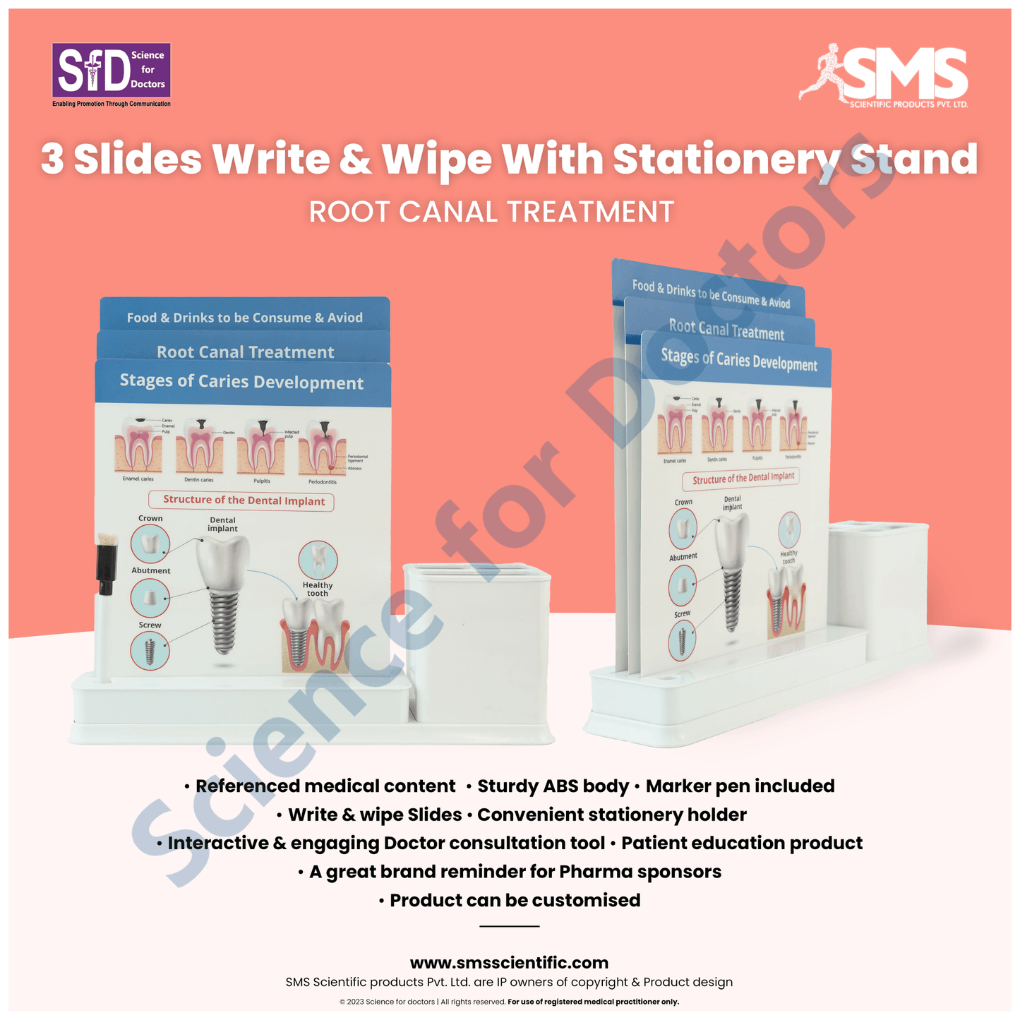 Root Canal Treatment: 3 Slides Write & Wipe with Stationary Stand