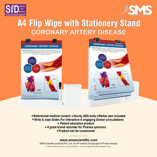 Coronary Artery Disease: A4 Flip wipe With Stationery Stand
