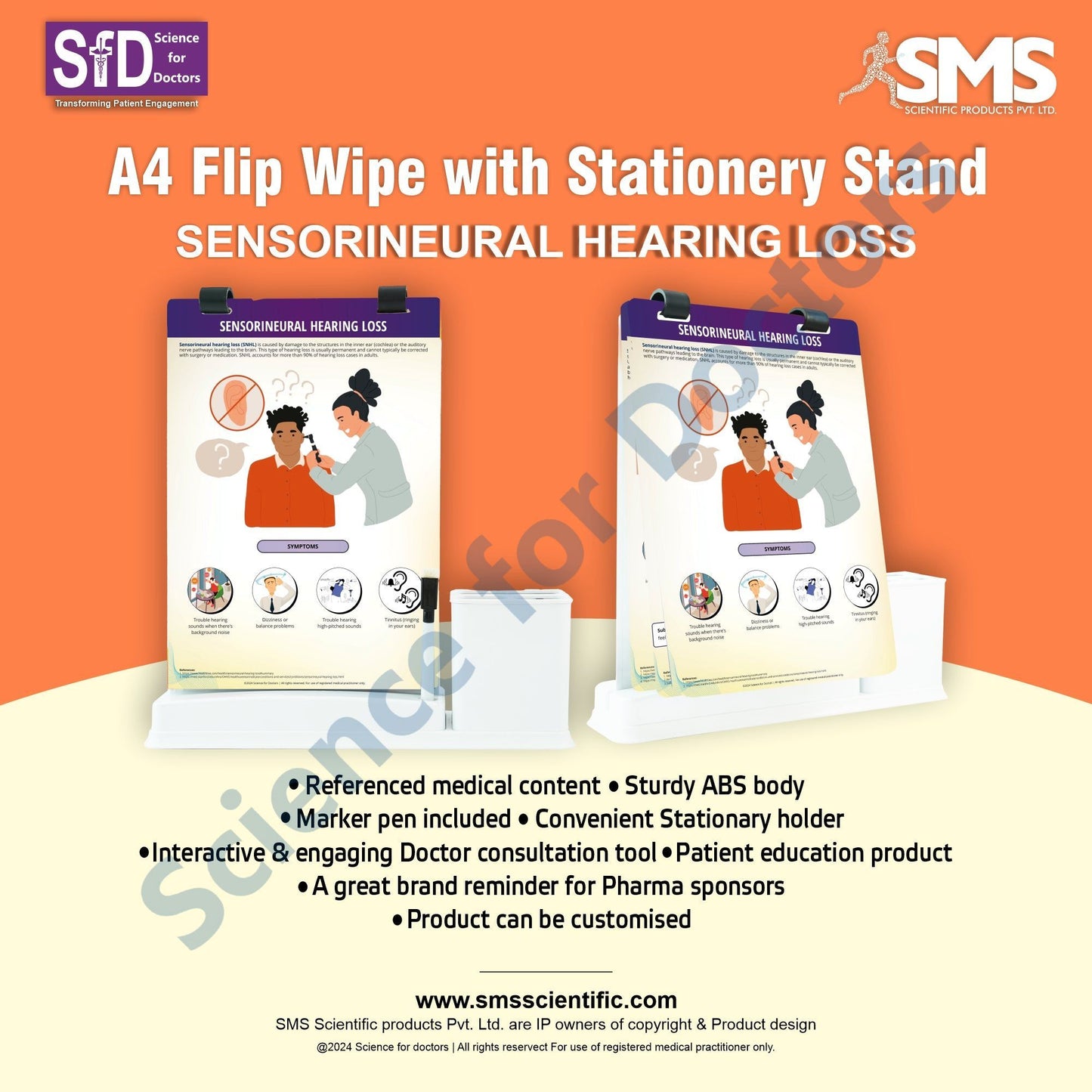 SENSORINEURAL HEARING LOSS: A4 Flip Wipe With Stationary Stand