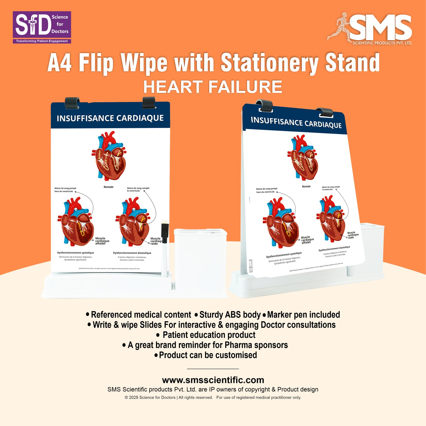 Insuffisance Cardiaque: A4 Flip wipe With Stationery Stand