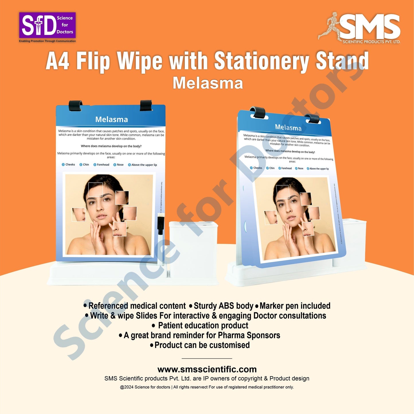 Melasma: A4 Flip Wipe With Stationary Stand