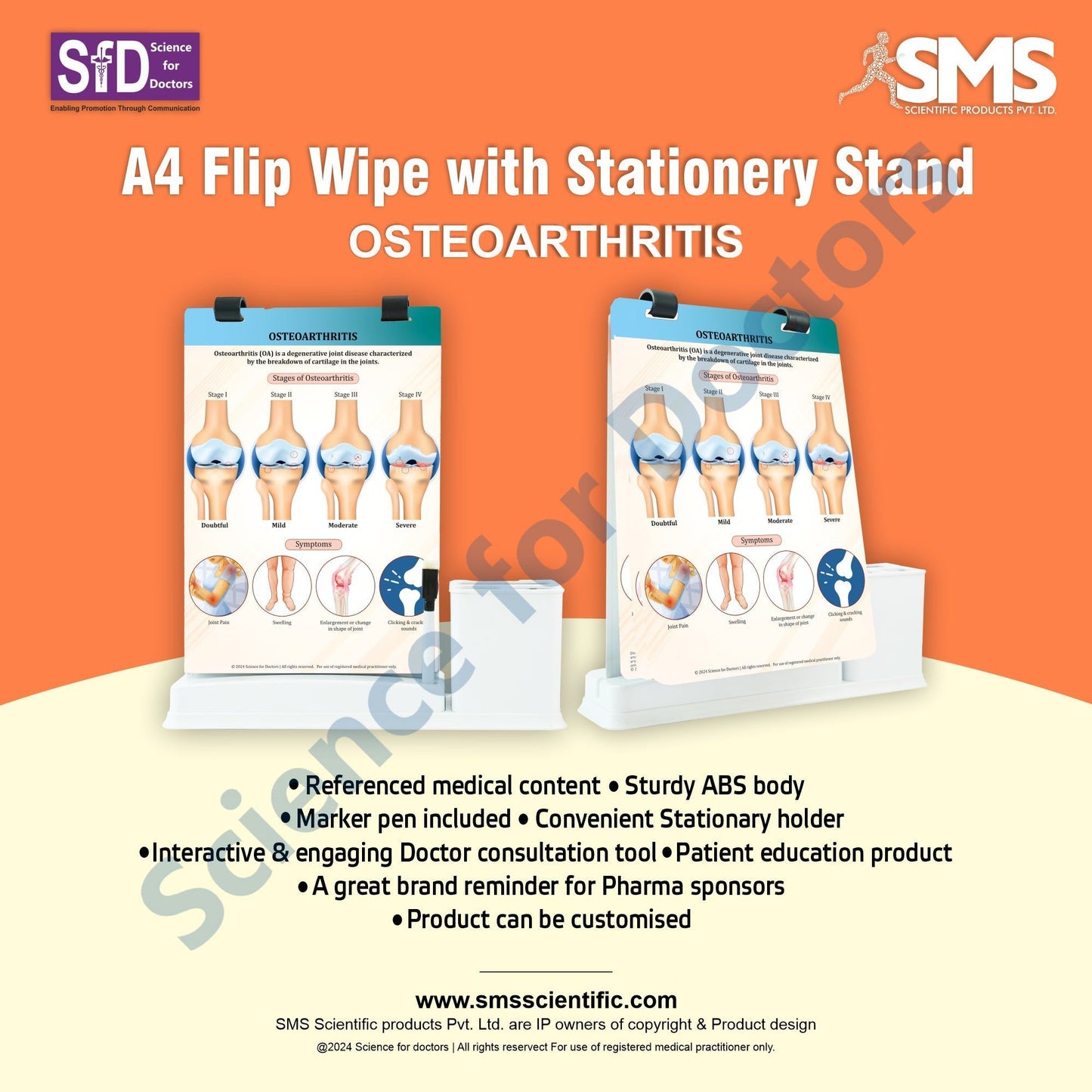 OSTEOARTHRITIS: A4 Flip Wipe With Stationary Stand