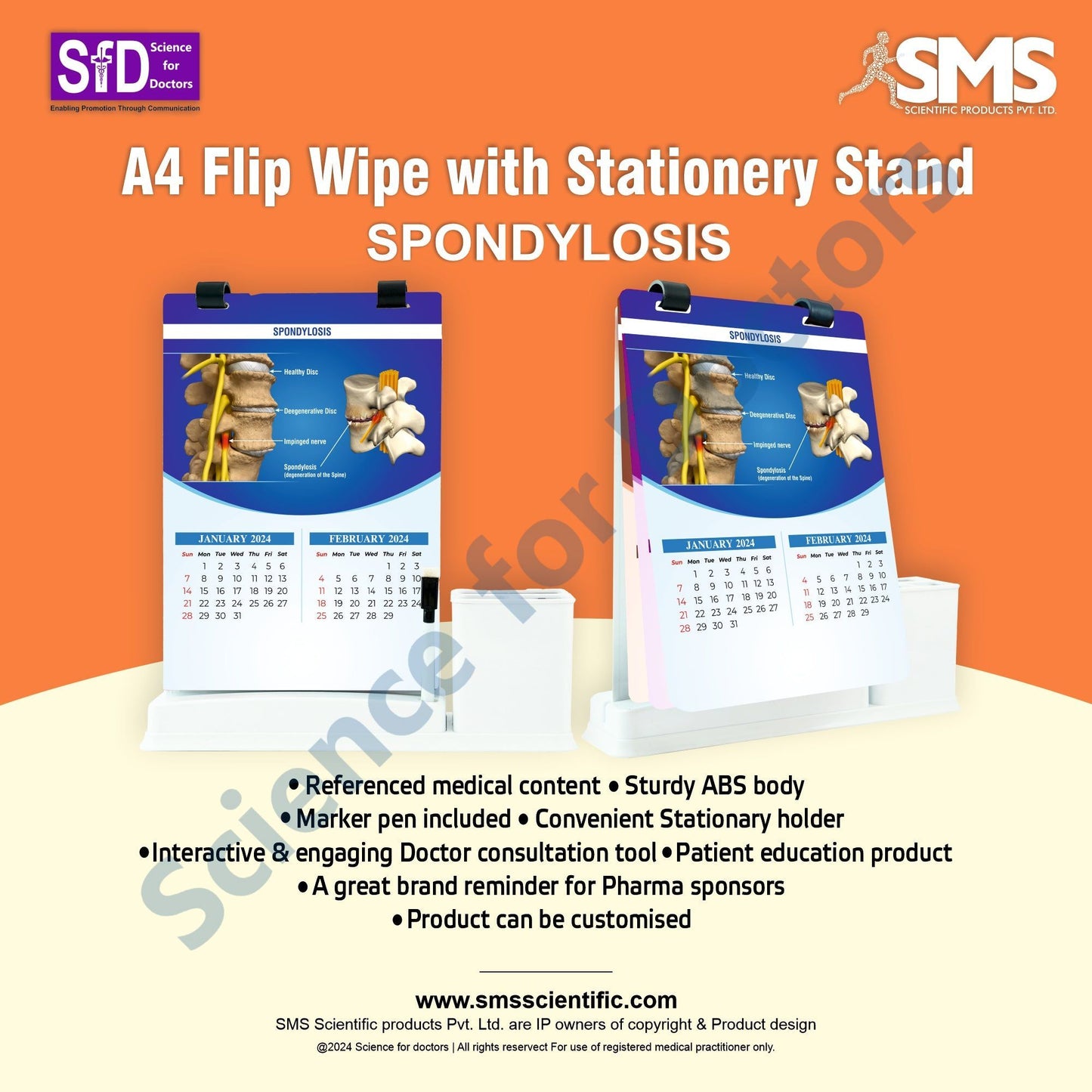 Spondylosis: A4 Flip Wipe With Stationary Stand