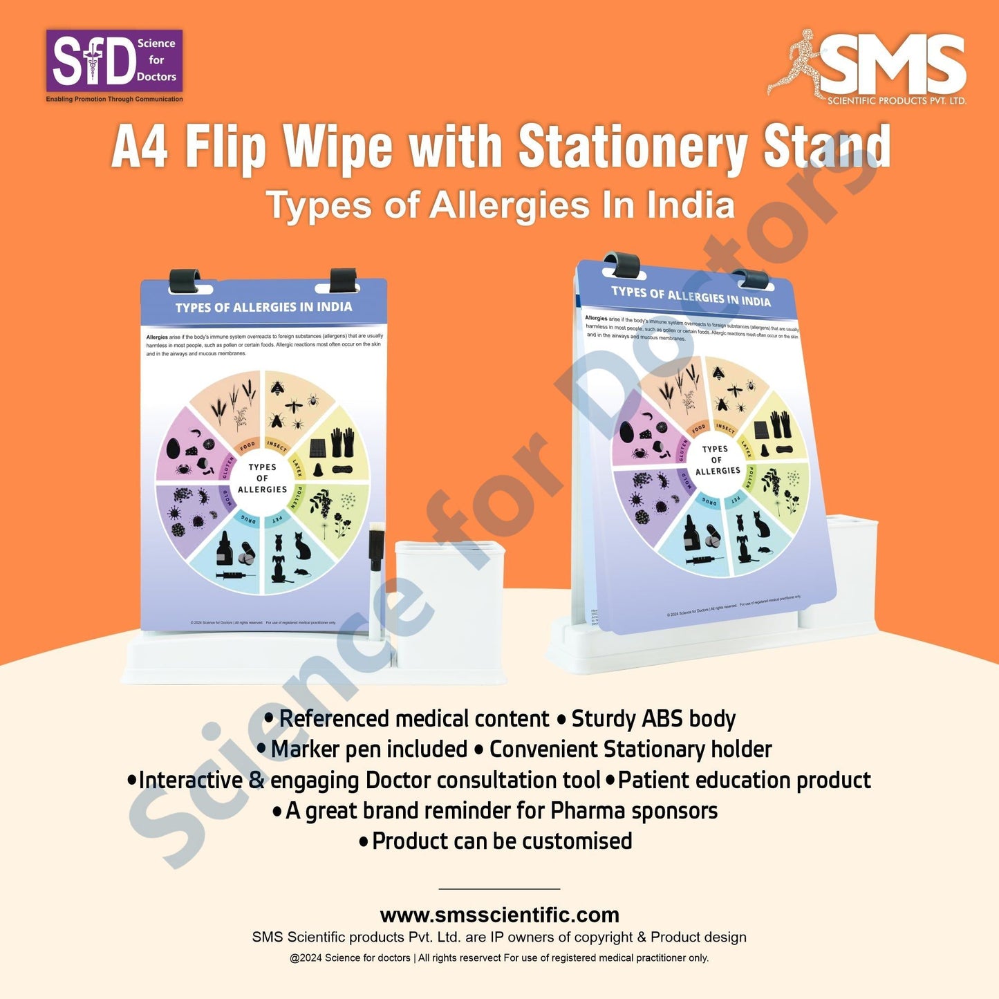 Types of Allergies In India: A4 Flip Wipe With Stationery Stand