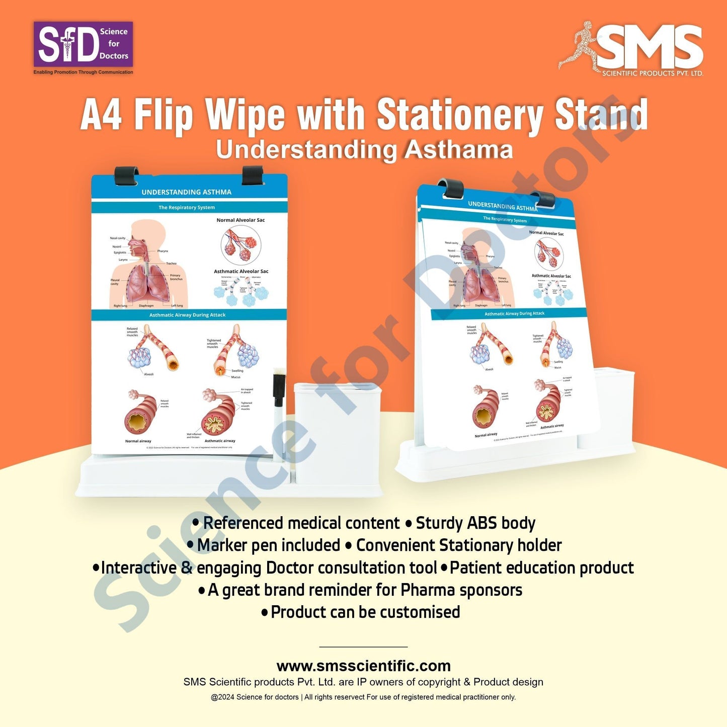 Understanding Asthma: A4 Flip Wipe With Stationary Stand