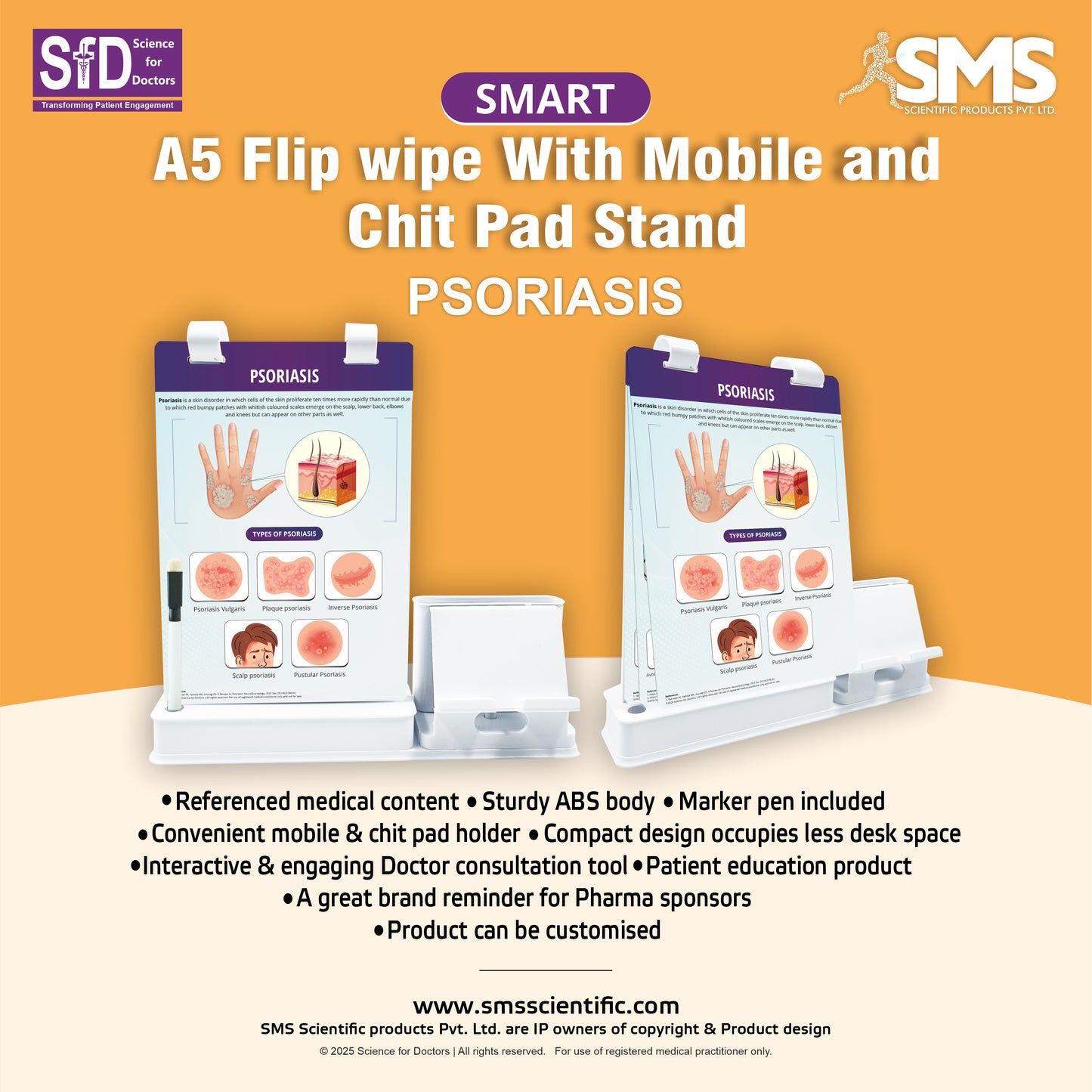 Smart -A5 Flip wipe With Mobile and Chit Pad Stand  - PSORIASIS