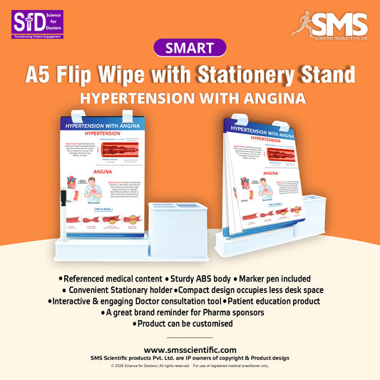 Smart - A5 Flip wipe With Stationery Stand  -  HYPERTENSION WITH ANGINA
