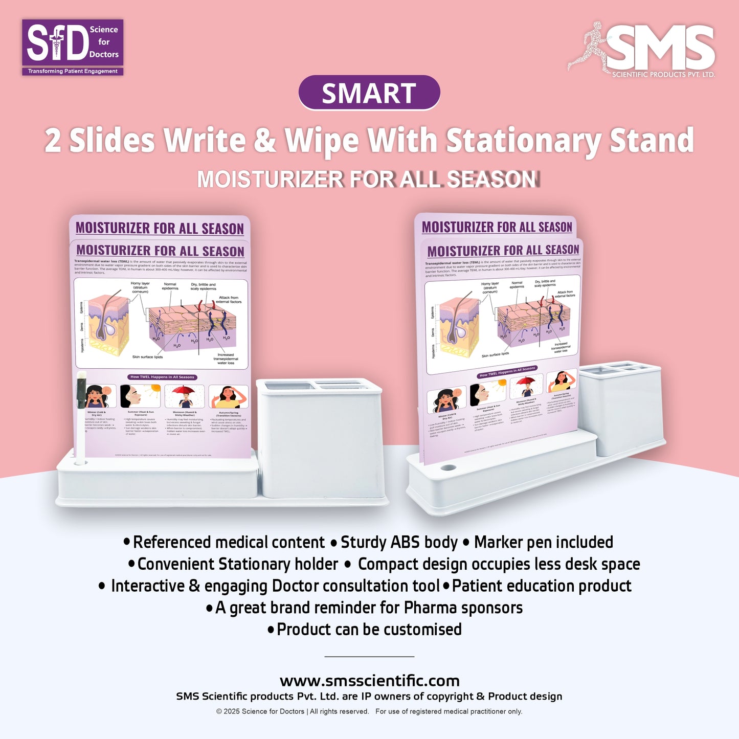 Moisturizer: 2 Slides Write & Wipe With Stationary Stand